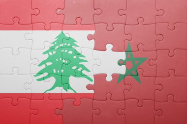 fas ve lübnan ulusal bayrağı ile bulmaca .