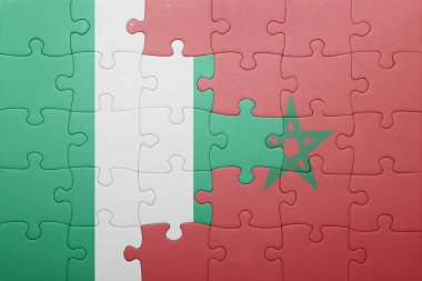 Fas ve Türkiye ulusal bayrak ile bulmaca.