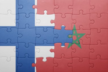 fas ve finlandiya ulusal bayrağı ile bulmaca .