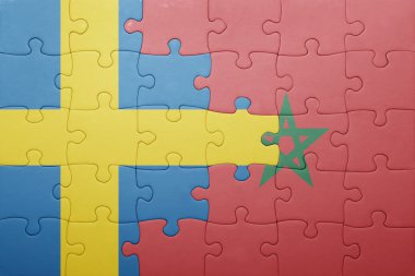 fas ve İsveç ulusal bayrağı ile bulmaca .