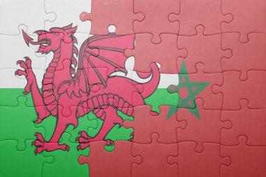 fas ve galler ulusal bayrağı ile bulmaca .