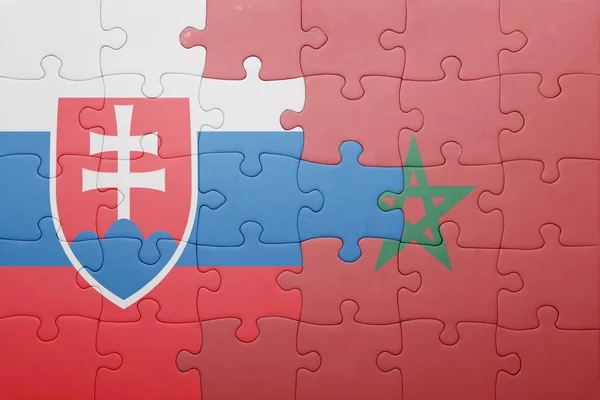 モロッコとスロバキアの国旗を持つパズル . — ストック写真
