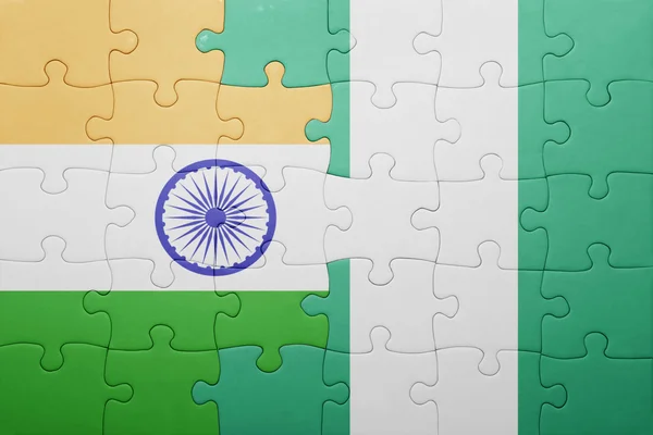 Puzzle with the national flag of india and nigeria — Stock Photo, Image