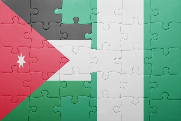 ヨルダン、ナイジェリアの国旗をパズルします。 — ストック写真