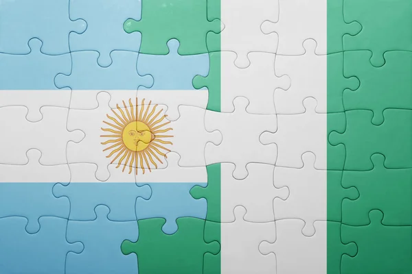 Puzzle with the national flag of argentina and nigeria — Stock Photo, Image