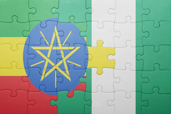 Puzzle z flagi narodowej z Etiopii i Nigerii — Zdjęcie stockowe