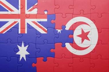 Tunus ve Avustralya Ulusal bayrak ile bulmaca