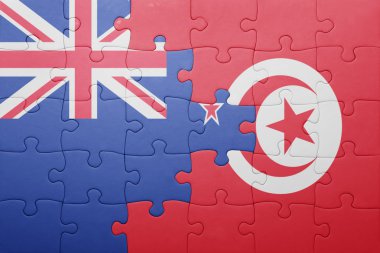 Tunus ve Yeni Zelanda ulusal bayrak ile bulmaca