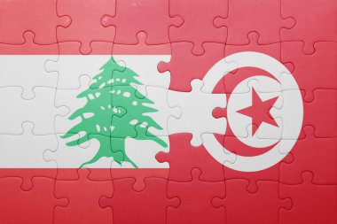Tunus ve Lübnan ulusal bayrak ile bulmaca