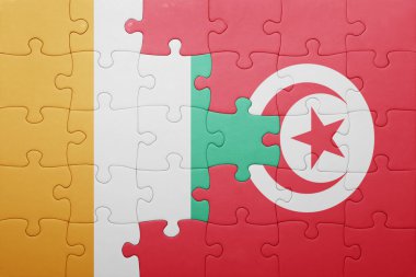 Tunus bayrağı ile bulmaca ve Fildişi Sahili