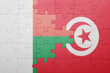 Tunus ve Madagaskar ulusal bayrak ile bulmaca