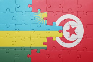 Tunus ve Ruwanda'yı ulusal bayrak ile bulmaca