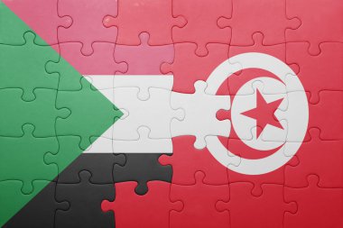 Tunus ve sudan ulusal bayrak ile bulmaca