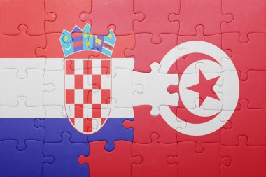 Tunus ve Hırvatistan ulusal bayrak ile bulmaca