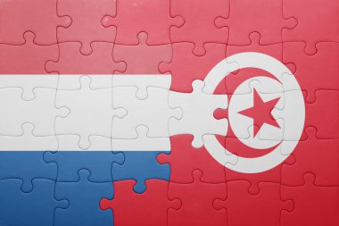 Tunus ve Hollanda ulusal bayrak ile bulmaca