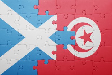 Tunus ve İskoçya ulusal bayrak ile bulmaca