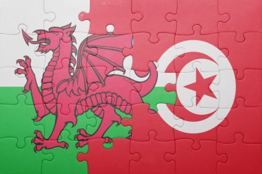 Tunus ve Galler Ulusal bayrak ile bulmaca
