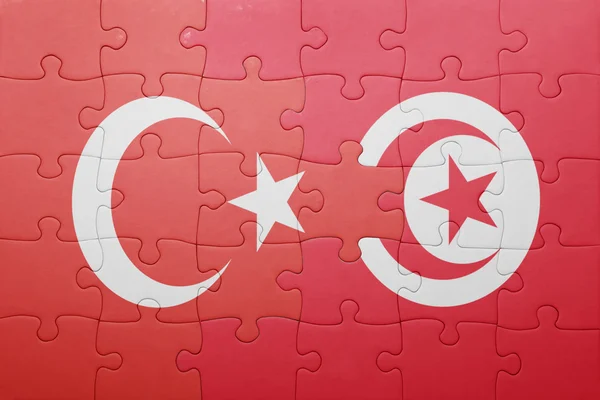 Tunus ve Türkiye'nin ulusal bayrak ile bulmaca — Stok fotoğraf