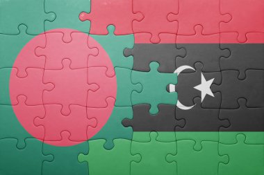 Bulmaca bangladesh ve libya ulusal bayrak ile
