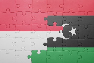 Endonezya ve libya ulusal bayrak ile bulmaca