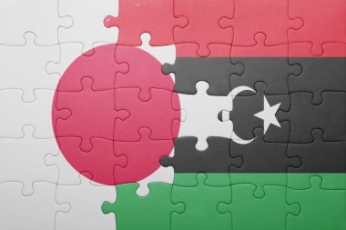 Japonya ve libya ulusal bayrak ile bulmaca
