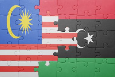 Malezya ve libya ulusal bayrak ile bulmaca