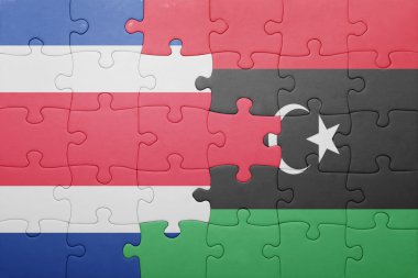 Kosta Rika ve libya ulusal bayrak ile bulmaca