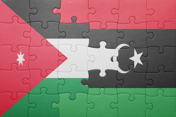 요르단과 리비아의 국기와 함께 퍼즐 — 스톡 사진