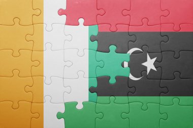 Fildişi Sahili ve libya ulusal bayrak ile bulmaca