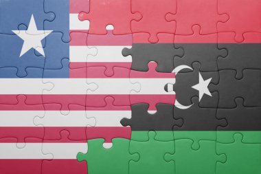 Liberya ve libya ulusal bayrak ile bulmaca
