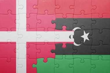 Danimarka ve libya ulusal bayrak ile bulmaca