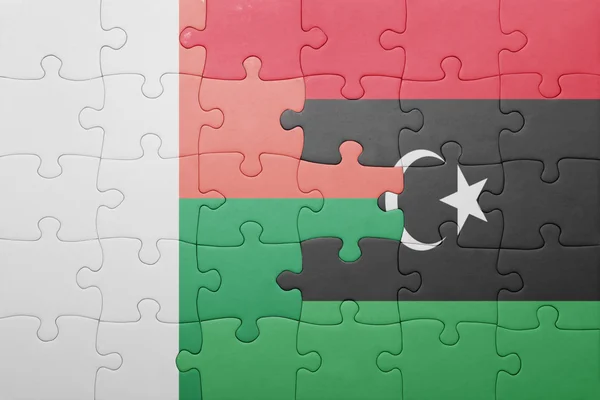 マダガスカル、リビアの国旗をパズルします。 — ストック写真