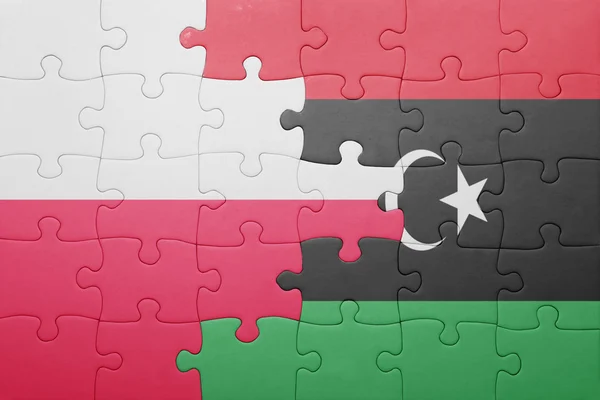 폴란드와 리비아의 국기와 함께 퍼즐 — 스톡 사진