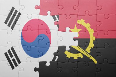 angola ve Güney Kore ulusal bayrak ile bulmaca