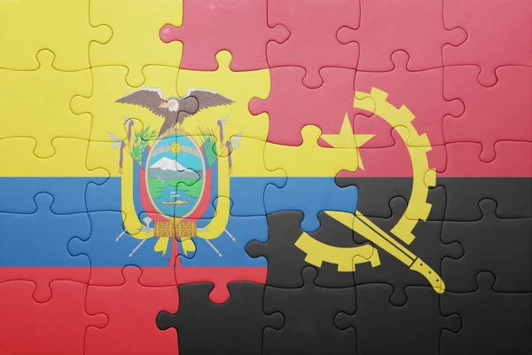 Angola ve Ekvador ulusal bayrak ile bulmaca — Stok fotoğraf