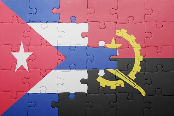 Головоломка з Національний Прапор Анголи і на Кубі — стокове фото