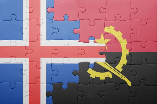 Puzzle s národní vlajkou Angoly a Islandu — Stock fotografie