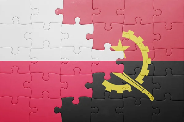 益智与安哥拉和波兰国旗 — 图库照片