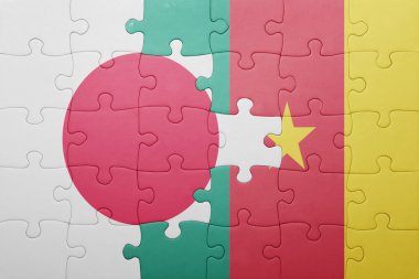 Japonya ve Kamerun ulusal bayrak ile bulmaca
