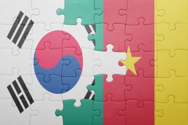 Güney Kore ve Kamerun ulusal bayrak ile bulmaca