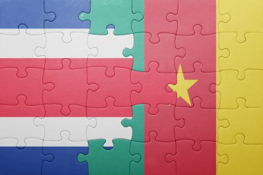Kosta Rika ve Kamerun ulusal bayrak ile bulmaca