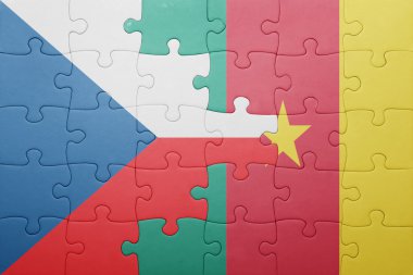 Çek Cumhuriyeti ve Kamerun ulusal bayrak ile bulmaca