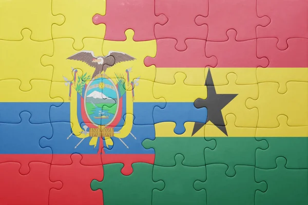 Puzzle with the national flag of ghana and ecuador — Stock Photo, Image