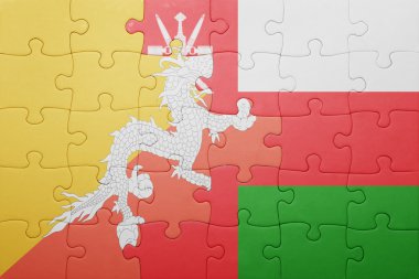 bhutan ve Umman ulusal bayrak ile bulmaca