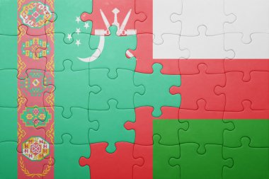 Türkmenistan ve Umman ulusal bayrak ile bulmaca