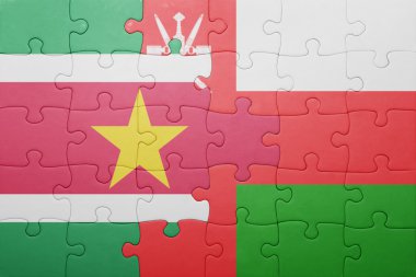 Surinam ve Umman ulusal bayrak ile bulmaca