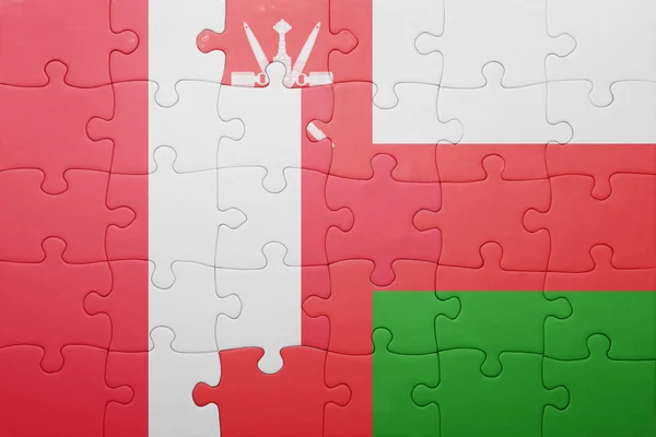 Puzzle s národní vlajka peru a Omán — Stock fotografie