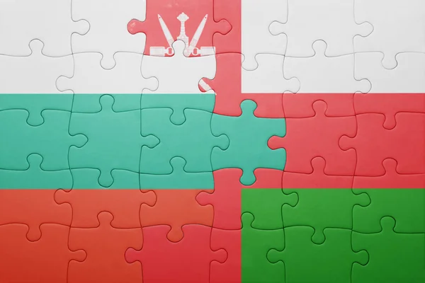 Puzzle with the national flag of bulgaria and oman — Stock Photo, Image