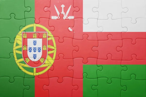 Puzzle z flagi narodowej Portugalii i oman — Zdjęcie stockowe