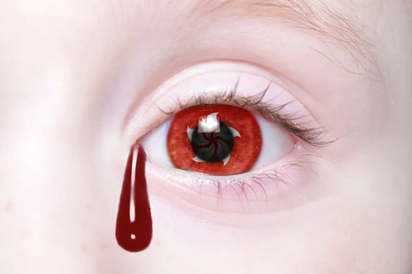 Ojo humano con bandera nacional de Hong Kong — Foto de Stock